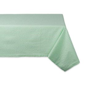 DII Bright Green Striped Seersucker Tablecloth - 60 x 104  inches