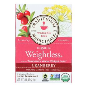 Traditional Medicinals Organic Weightless Cranberry Herbal Tea - 16 Tea Bags - Case of 6