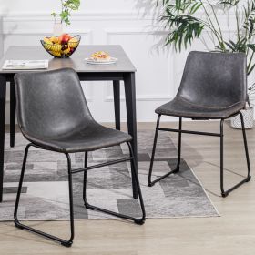 Set of 2 Kitchen Island and Dining Room Grey Sitting Side Chairs with Metal Legs