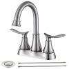 2-Handle 4-Inch Brushed Nickel Bathroom Faucet, Bathroom Vanity Sink Faucets with Pop-up Drain and Supply Hoses