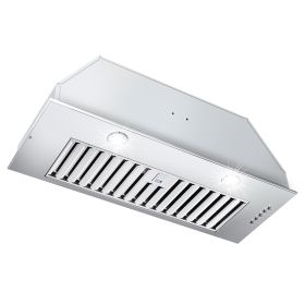 30" Built-In Insert Range Hood 600CFM Kitchen Vent LEDs Convertible Fan Sliver