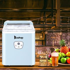 ZOKOP 120V 120W 26lbs/12kg/24h Ice Maker Blue Plastic Transparent Lid/Button Type Household MZ