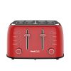 Toaster 4 Slice;  Geek Chef Retro Red Extra Wide Slot;  Independent temperature control Toaster ; Reheat; Defrost; Cancel 4 Function;  6-Shade Setting