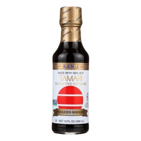 San - J Tamari Soy Sauce - Reduced Sodium - Case of 6 - 10 Fl oz.