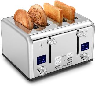 (Do Not Sell on Amazon) Toaster 4 Slice, Extra Wide Slots, 2 Independent Toasting Controls, Silver RT