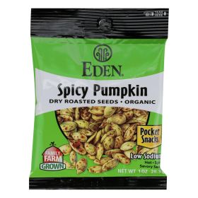 Eden Foods Organic Pumpkin Seeds - Dry Roasted - Spicy - 1 oz - Case of 12