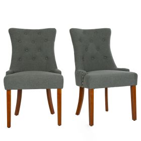 LYHome Mordern Fabric Dining Chairs;  2-Pcs Set;  Light Grey