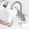 Bathroom Faucet Brushed Nickel, 4" 2-Handle centerset basin faucet with Pop-up Drain & Supply Lines 11