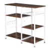 3-Tier Industrial Kitchen Baker's Rack Utility Microwave Oven Stand Storage Cart Workstation Shelf Rustic Brown