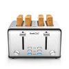 Toaster 4 Slice, Stainless Steel Extra-Wide Slot Toaster with Dual Control Panels of Bagel/Defrost/Cancel Function, 6 Toasting Bread Shade Settings, R