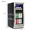 Built-in and Freestanding 15" Mini Beverage Refrigerator/Wine Cabinet, 120 Cans, 34-65Â°F, Quiet, Adjustable Shelves, Touch Controls, Defrost, Kitchen