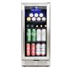 Built-in and Freestanding 15" Mini Beverage Refrigerator/Wine Cabinet, 120 Cans, 34-65Â°F, Quiet, Adjustable Shelves, LED Lighting, ETL , Touch Contro