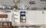 Built-in and Freestanding 15" Mini Beverage Refrigerator/Wine Cabinet, 120 Cans, 34-65Â°F, Quiet, Adjustable Shelves, LED Lighting, ETL , Touch Contro