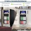 Built-in and Freestanding 15" Mini Beverage Refrigerator/Wine Cabinet, 120 Cans, 34-65Â°F, Quiet, Adjustable Shelves, LED Lighting, ETL , Touch Contro