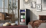 Built-in and Freestanding 15" Mini Beverage Refrigerator/Wine Cabinet, 120 Cans, 34-65Â°F, Quiet, Adjustable Shelves, LED Lighting, ETL , Touch Contro