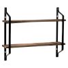 2 Tiers Floating Shelves Wall Mounted Industrial Wall Shelves for Living Room Bedroom Kitchen Entryway Wood Storage Shelf--YS