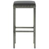 Bar Stools with Cushions 2 pcs Gray Poly Rattan