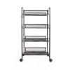 Free shipping 4-Tier Mesh Wire Rolling Cart Multifunction Utility Cart Metal Kitchen Storage Cart with 4 Wire Baskets Lockable Wheels for Home, Office