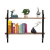 2 Tiers Floating Shelves Wall Mounted Industrial Wall Shelves for Living Room Bedroom Kitchen Entryway Wood Storage Shelf--YS