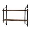 2 Tiers Floating Shelves Wall Mounted Industrial Wall Shelves for Living Room Bedroom Kitchen Entryway Wood Storage Shelf--YS