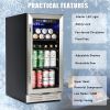 Built-in and Freestanding 15" Mini Beverage Refrigerator/Wine Cabinet, 120 Cans, 34-65Â°F, Quiet, Adjustable Shelves, Touch Controls, Defrost, Kitchen