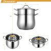 Good Helper In The Kitchen 2-Tier Stainless Steel Steamer Pot Saucepot