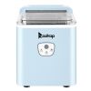 ZOKOP 120V 120W 26lbs/12kg/24h Ice Maker Blue Plastic Transparent Lid/Button Type Household MZ