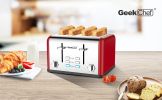 Toaster 4 Slice, Geek Chef Stainless Steel Extra-Wide Slot Toaster with Dual Control Panels of Bagel/Defrost/Cancel Function, 6 Toasting Bread Shade S