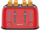 Toaster 4 Slice;  Geek Chef Retro Red Extra Wide Slot;  Independent temperature control Toaster ; Reheat; Defrost; Cancel 4 Function;  6-Shade Setting