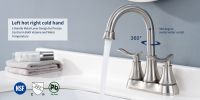 2-Handle 4-Inch Brushed Nickel Bathroom Faucet, Bathroom Vanity Sink Faucets with Pop-up Drain and Supply Hoses