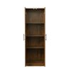 High wardrobe and kitchen cabinet with 2 doors and 3 partitions to separate 4 storage spaces; walnut