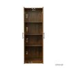 High wardrobe and kitchen cabinet with 2 doors and 3 partitions to separate 4 storage spaces; walnut