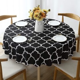 Tablecloth For Round Tables Waterproof Satin Resistant Washable Dining Table Protector (Color: black, size: 152*152cm)