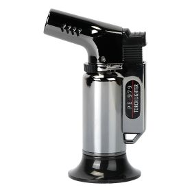 Culinary Butane Torch Lighter Refillable Blow Torch Adjustable Flame Kitchen Cooking BBQ Torch  (Gas Not Included) (Color: black)