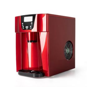 Countertop Ice Maker Machine, Portable Ice Makers Countertop, Make 60g ice in 6mins ,Ice cube shape with hollow cylinder, Make 9 pieces of ice at a ti (Color: Red)