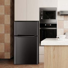 3.2 cu ft. Compact Stainless Steel Refrigerator (Color: black)