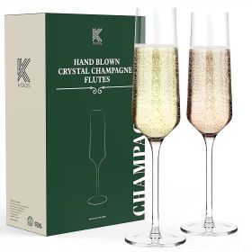 Champagne Flutes Glass Set of 2,KOIOS Hand Blown Champagne Glasses Toasting Crystal Flutes Goblet,Champagne Glasses Wedding Thanksgiving Party Cocktai (Quantity: 2 Pcs)