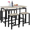 Dining Table with 4 Chairs; 5 Piece Dining Set with Counter and Pub Height