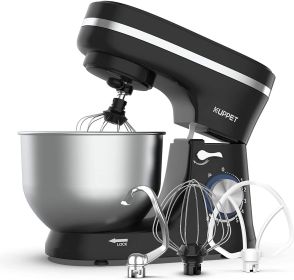 KUPPET Stand Mixer, 8-Speed Tilt-Head Electric Food Stand Mixer with Dough Hook, Wire Whip & Beater, Pouring Shield, 4.7QT Stainless Steel Bowl RT (Color: black)