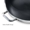 KBH Non-stick Wok, 316L Stainless Steel Stir-fry Pan, Less Oil Honeycomb Wok