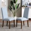 Upholstered Dining Chairs - Dining Chairs Set of 2 Fabric Dining Chairs with Copper Nails