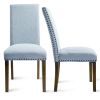 Upholstered Dining Chairs - Dining Chairs Set of 2 Fabric Dining Chairs with Copper Nails