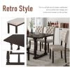 6-Piece Dining Table and Chair Set with Special-shaped Legs and Foam-covered Seat Backs&Cushions for Dining Room