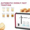 (Don't sell on Amazon) Toaster 4 slices, geek chef stainless steel extra-wide slot toaster, dual control panel with bagel/defrost/cancel function, 6 s