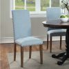 Upholstered Dining Chairs - Dining Chairs Set of 2 Fabric Dining Chairs with Copper Nails